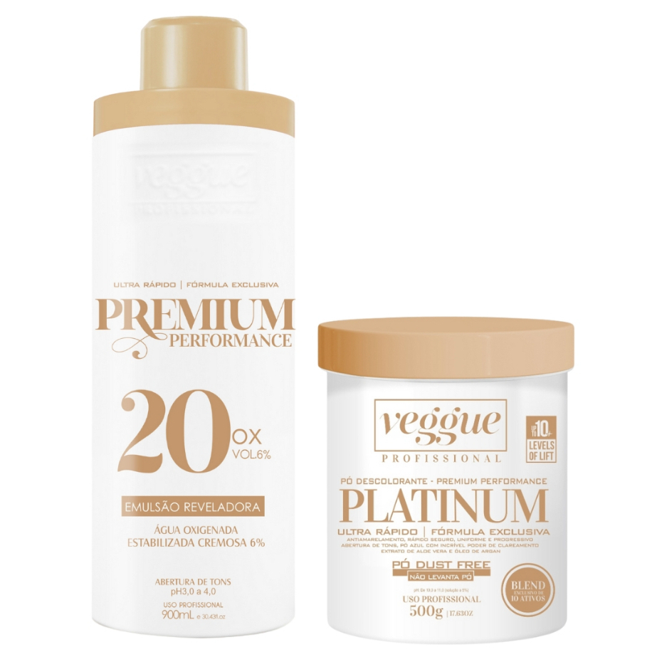 Kit Descoloração Ox + Pó Descolorante Blue Platinum Veggue Profissional