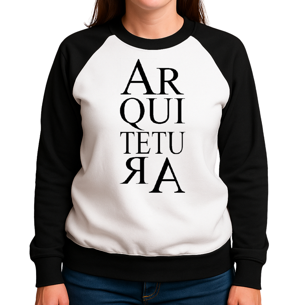 Blusa de Arquitetura Invertido - Moletom Feminino Raglan