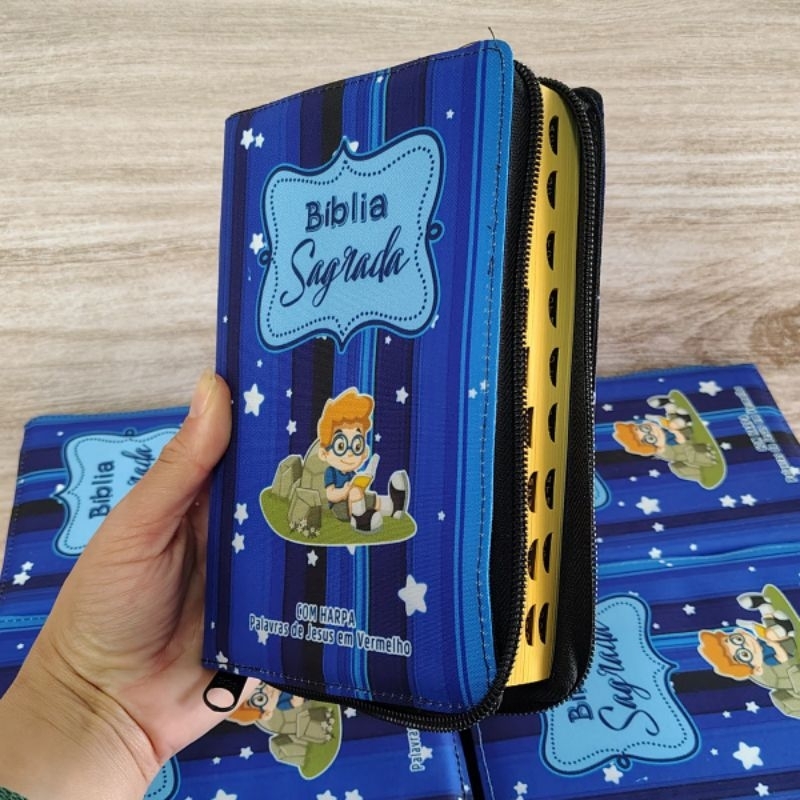 Bíblia Infantil Azul  Almeida Atualizada Palavras de Jesus em Vermelho Evangélica em Oferta na Shopee