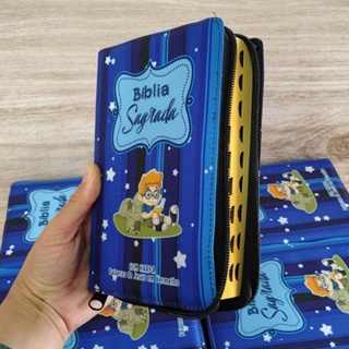 Bíblia Infantil Azul  Almeida Atualizada Palavras de Jesus em Vermelho Evangélica em Oferta na Shopee