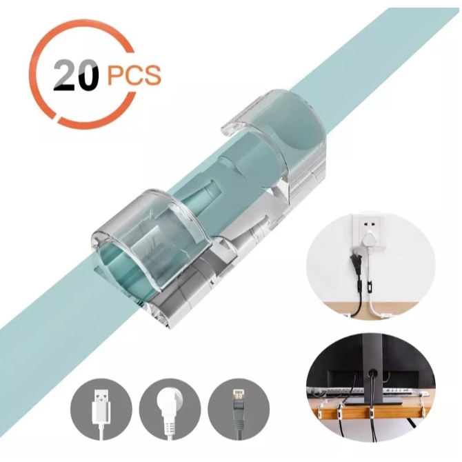 Kit 1/2/3/4/5 Clips Fixador Organizador de Fios e Cabos 20 Peças Autoadesivo em Oferta na Shopee