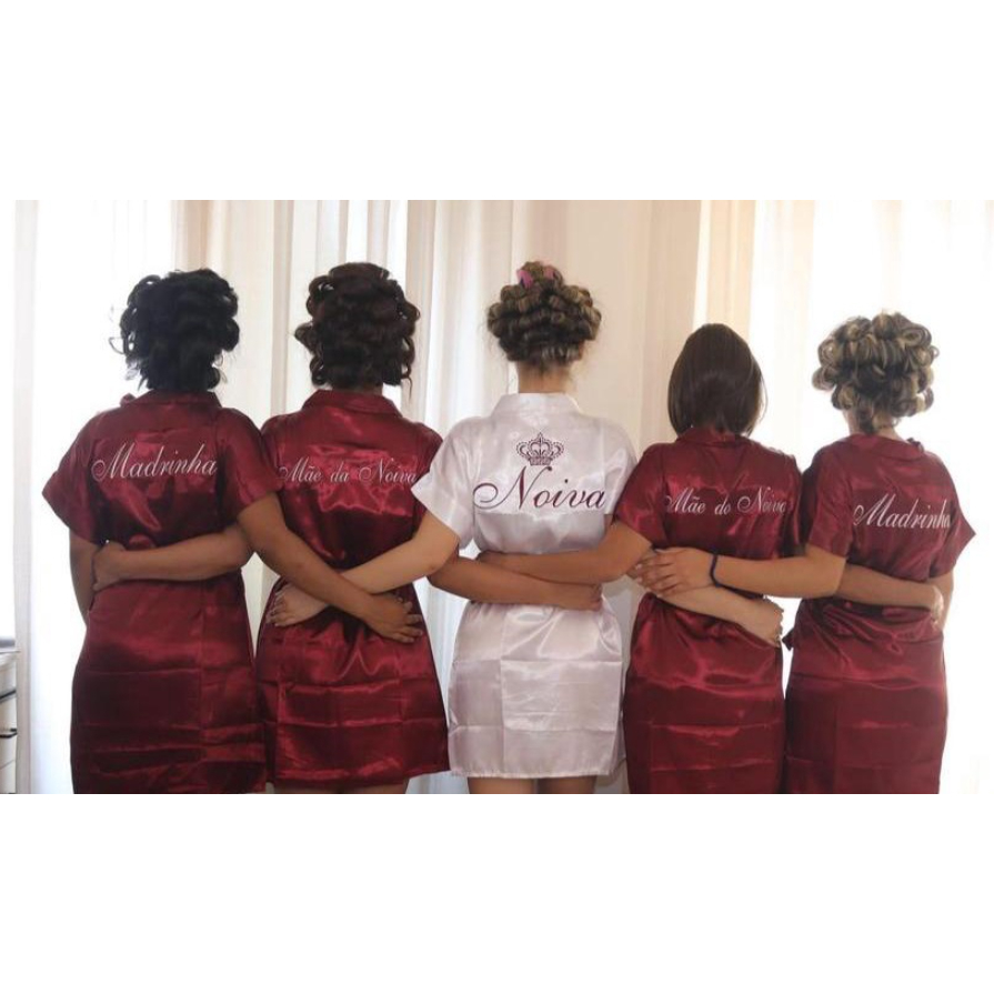 Robe De Cetim Bordado Madrinha Roupão Hobby Casamento *Leia a descrição antes de efetuar a compra*