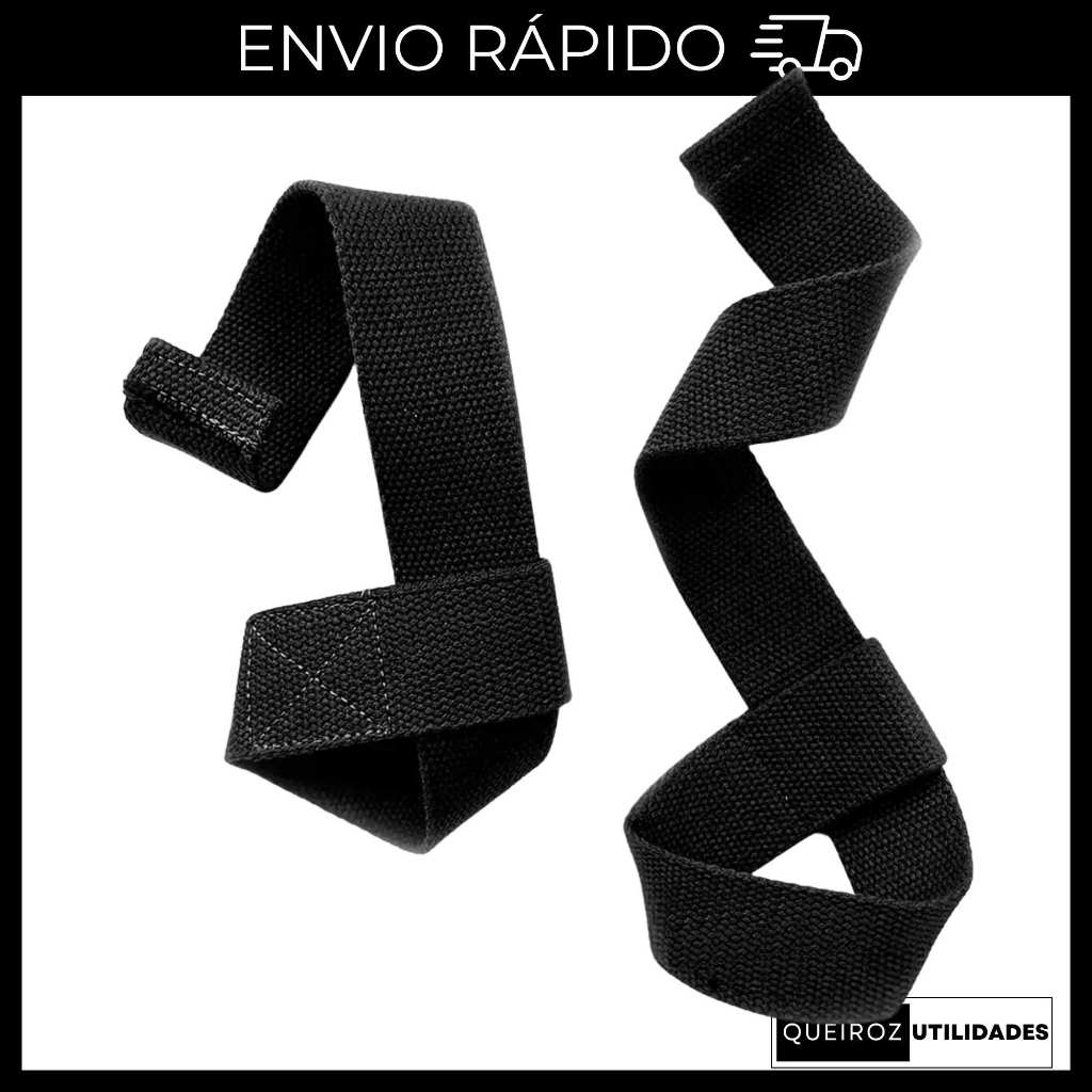um Par - Strap Musculação - Tala Strap Treino Academia - Resistente Cor Preto em Oferta na Shopee