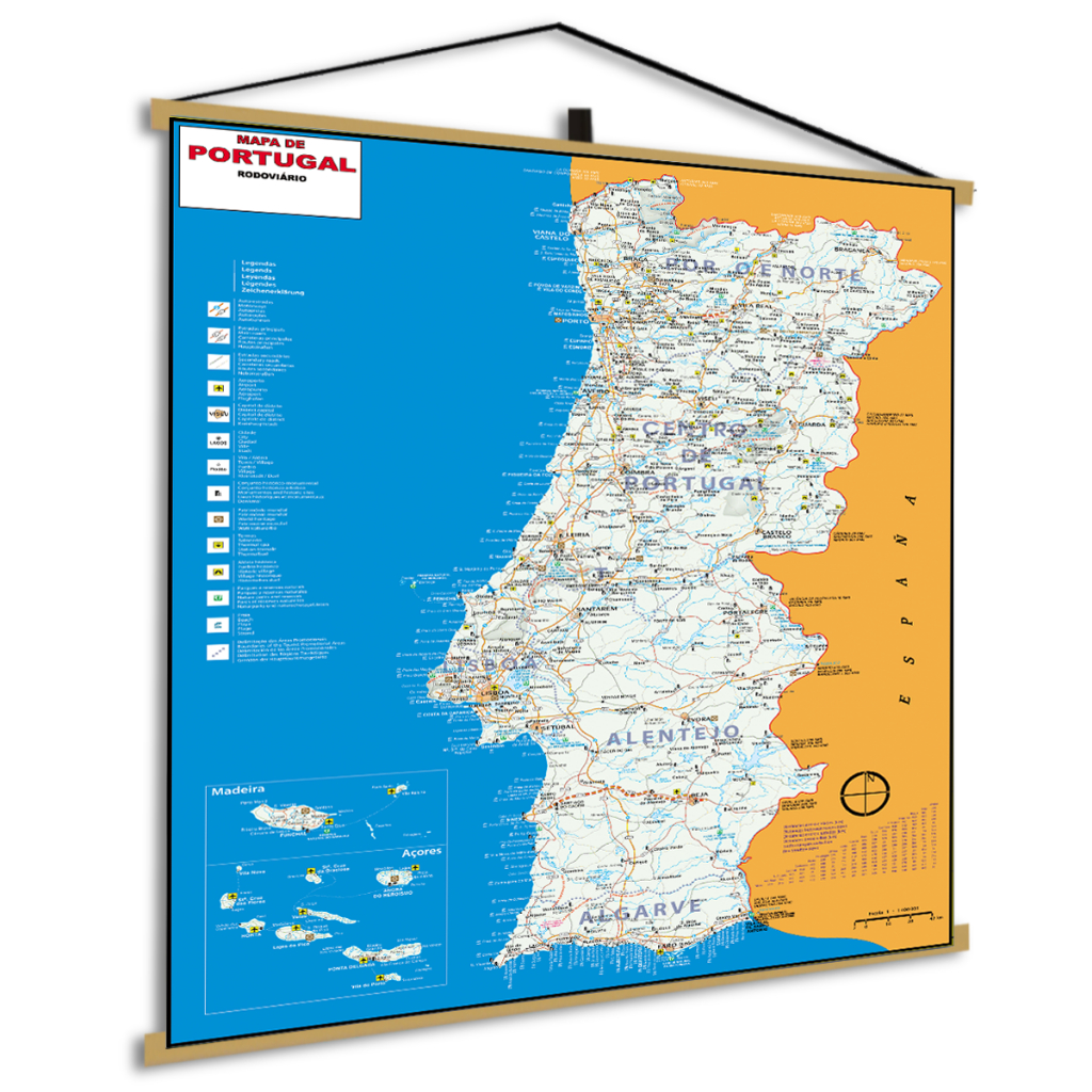 Mapa Portugal Politico Turístico Banner Poster Decoração Geográfico