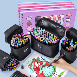 24/36/48/60/80 Cores Caneta Marcadora canetinhas coloridas Kit Com Ponta Dupla/marcador to...