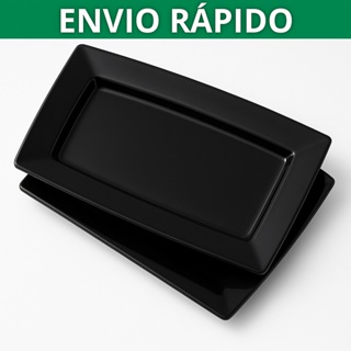 Kit 5 a 50 Bandejas Petisqueira Plástico Pretas Lanches Porções Espetinho Bar Pasteis Petisco Festas em Oferta na Shopee