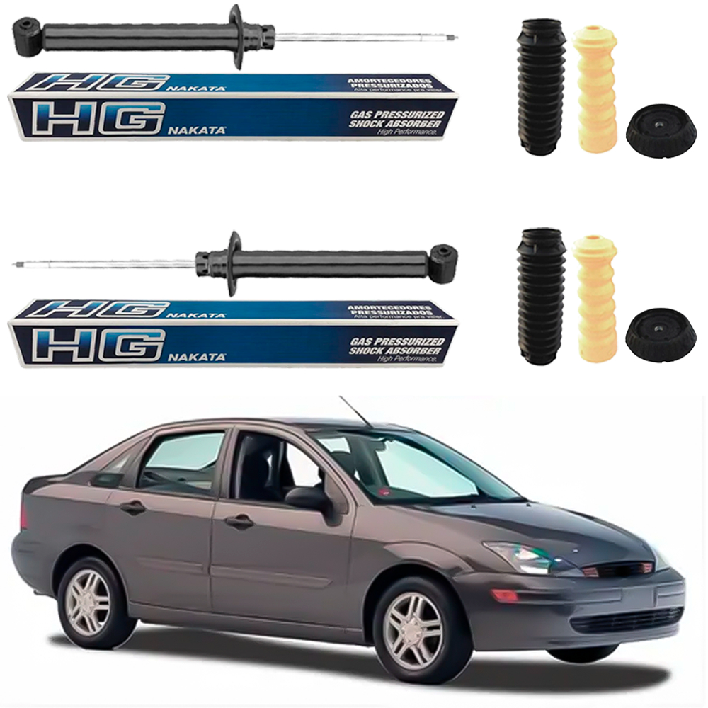 PAR AMORTECEDOR TRASEIRO FOCUS 2000 A 2008 NAKATA + KIT