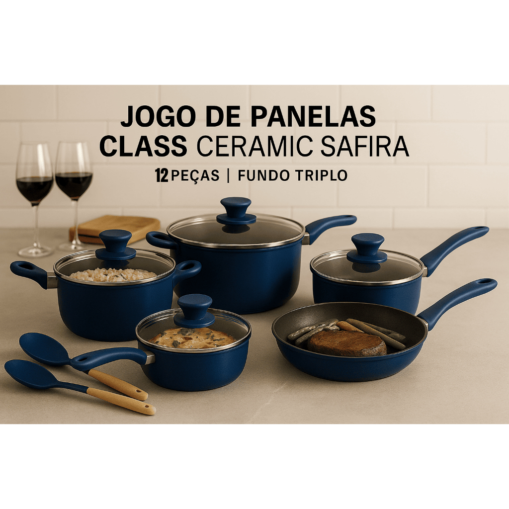 Jogo de Panelas 12 Peças Indução Gás Conjunto de Panelas Revestido em Cerâmica Granito Ant...