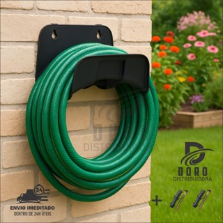Suporte Para Mangueira Jardim Enrolador Parede Preto + Parafuso e bucha em Oferta na Shopee