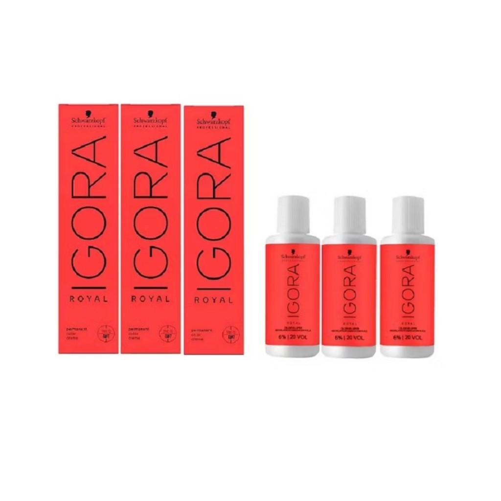 KIT COM 3 (TRÊS) unidades IGORA + 3 OX IGORA ROYAL Schwarzkopf (escolha a sua cor nas variações) em Oferta na Shopee