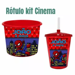 Kit Cinema Rótulo Adesivo para Copo Twister e Balde de Pipoca
