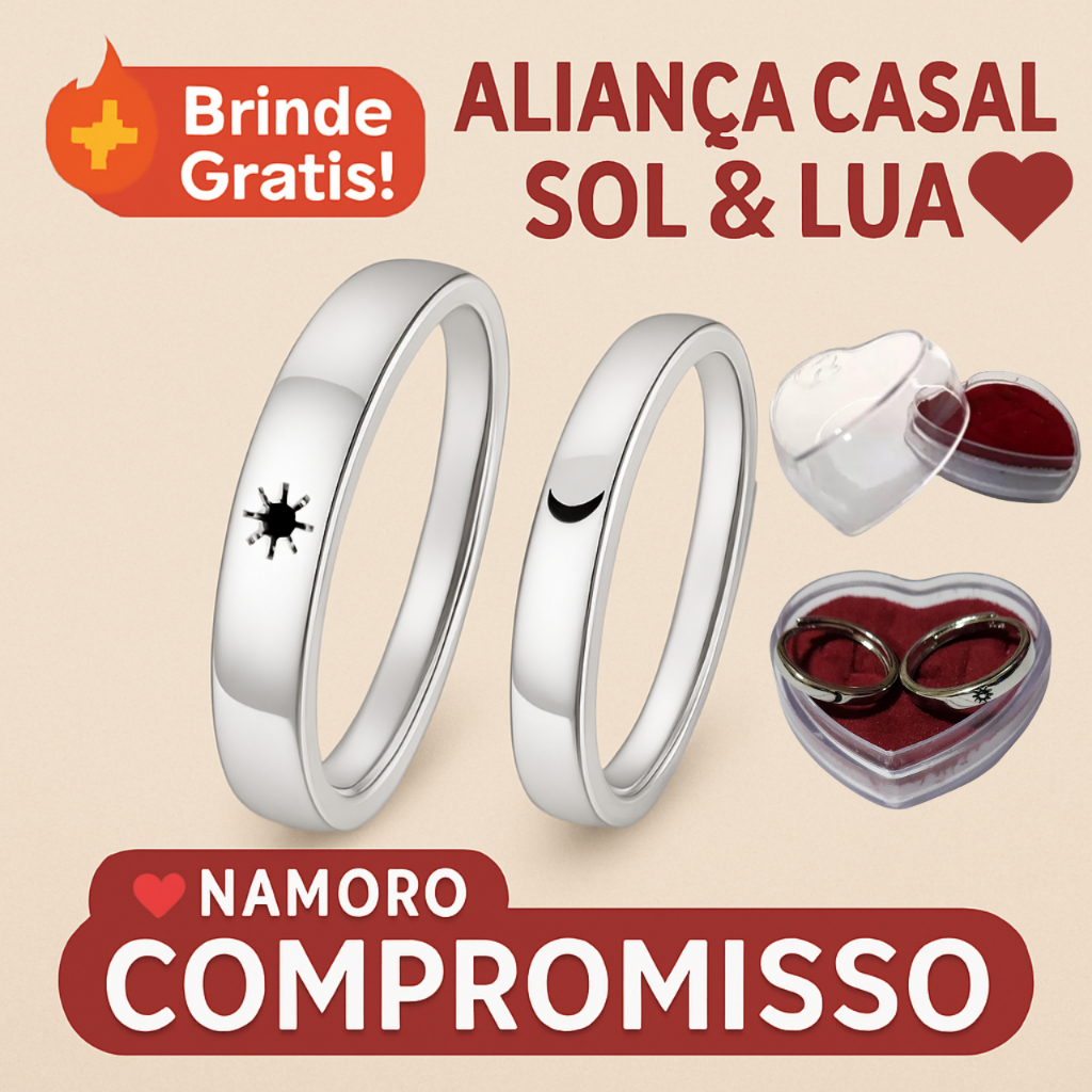 Par Aliança Sol e Lua Ajustável Casal Banhada Prata 925 presente Namoro Compromisso Anel Amor Eterno em Oferta na Shopee