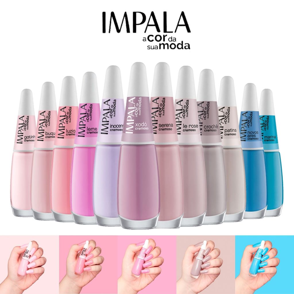 Kit 12 Esmalte Impala Tons Pasteis Rosa e Verde Cremoso Esmaltes Atacado em Oferta na Shopee