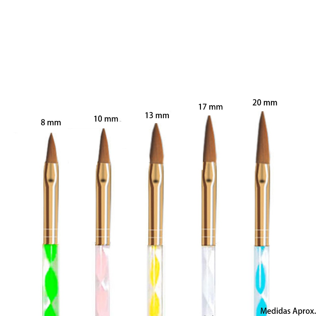 Kit 5 Pincéis Tamanho 4 6 8 10 12 Led/Uv Acrigel Acrílico Unhas Manicure em Oferta na Shopee