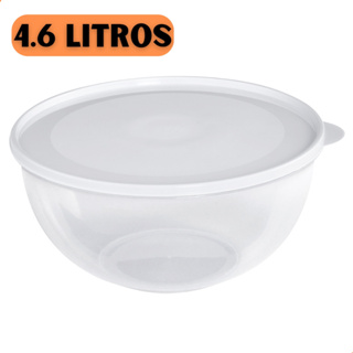 Bowl com Tampa 4,6 Litros Grande Resistente Transparente Cumbuca Pote Comida Alimento Livre BPA em Oferta na Shopee
