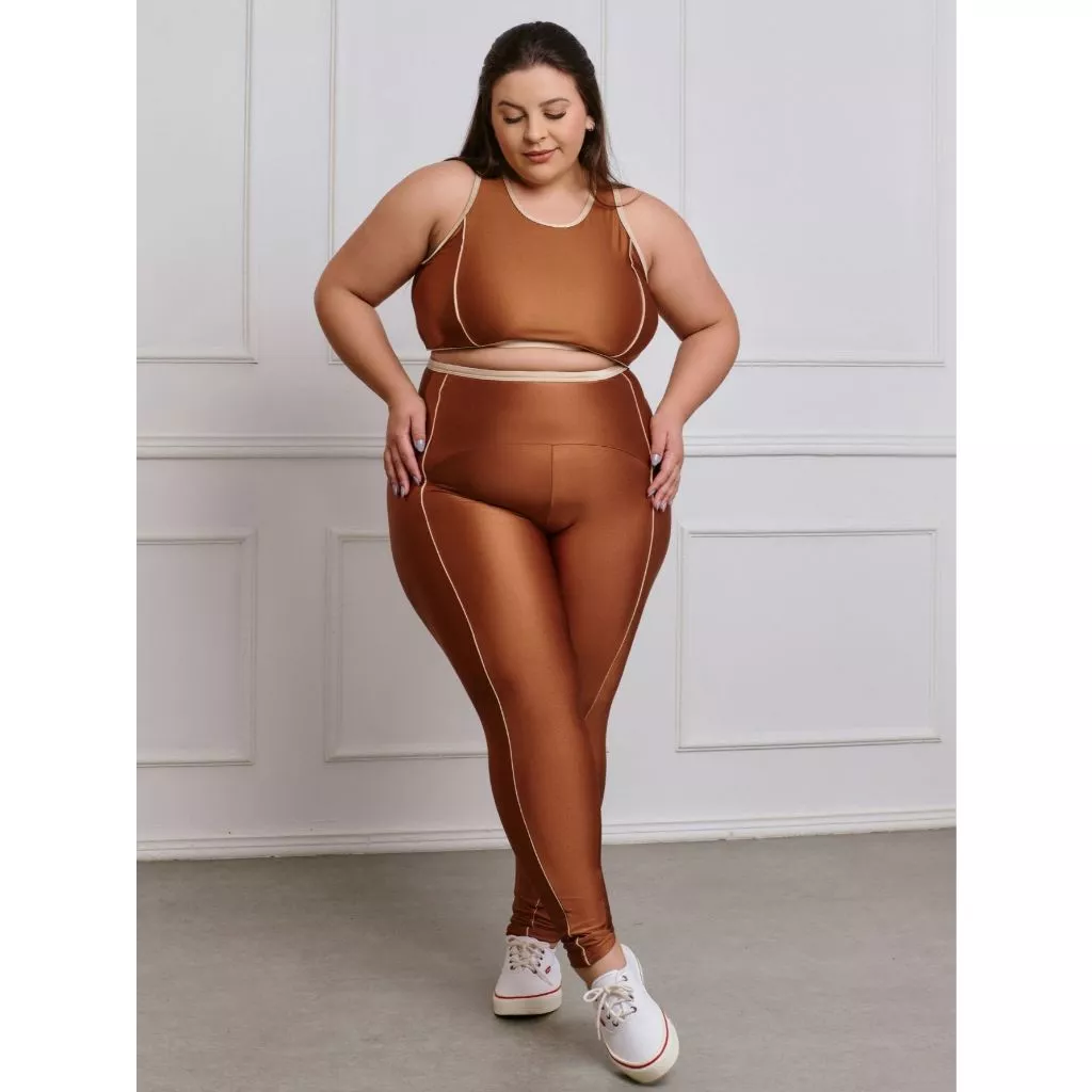 Conjunto Fitness Brilhoso Legging + Top S/bojo Plus Size 11234/11236