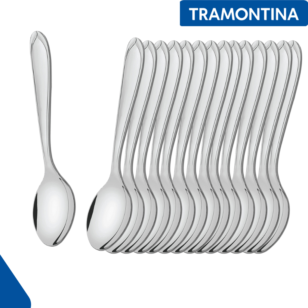 6 colheres de sobremesa laguna tramontina aço inox em Oferta na Shopee