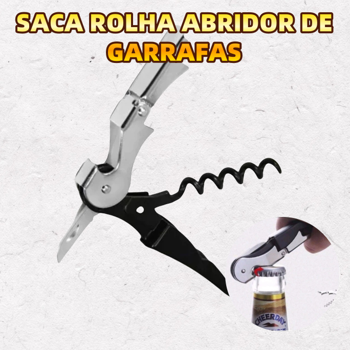 Saca Rolha Abridor de Garrafas Vinho Cerveja Cortador 12cm Aço Inox Kit 4 ou 6 Unidades Prático