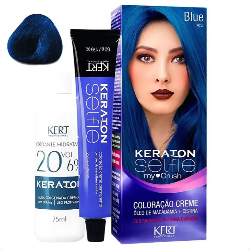 Coloração em CremeKert Keraton Selfie My Crush Blue 50g em Oferta na Shopee