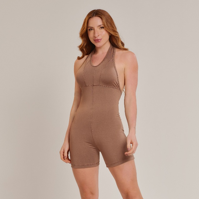 Dinelli Macaquinho Feminino Fitness Frente Unica Costa Nua Zero Trânsparencia Premium