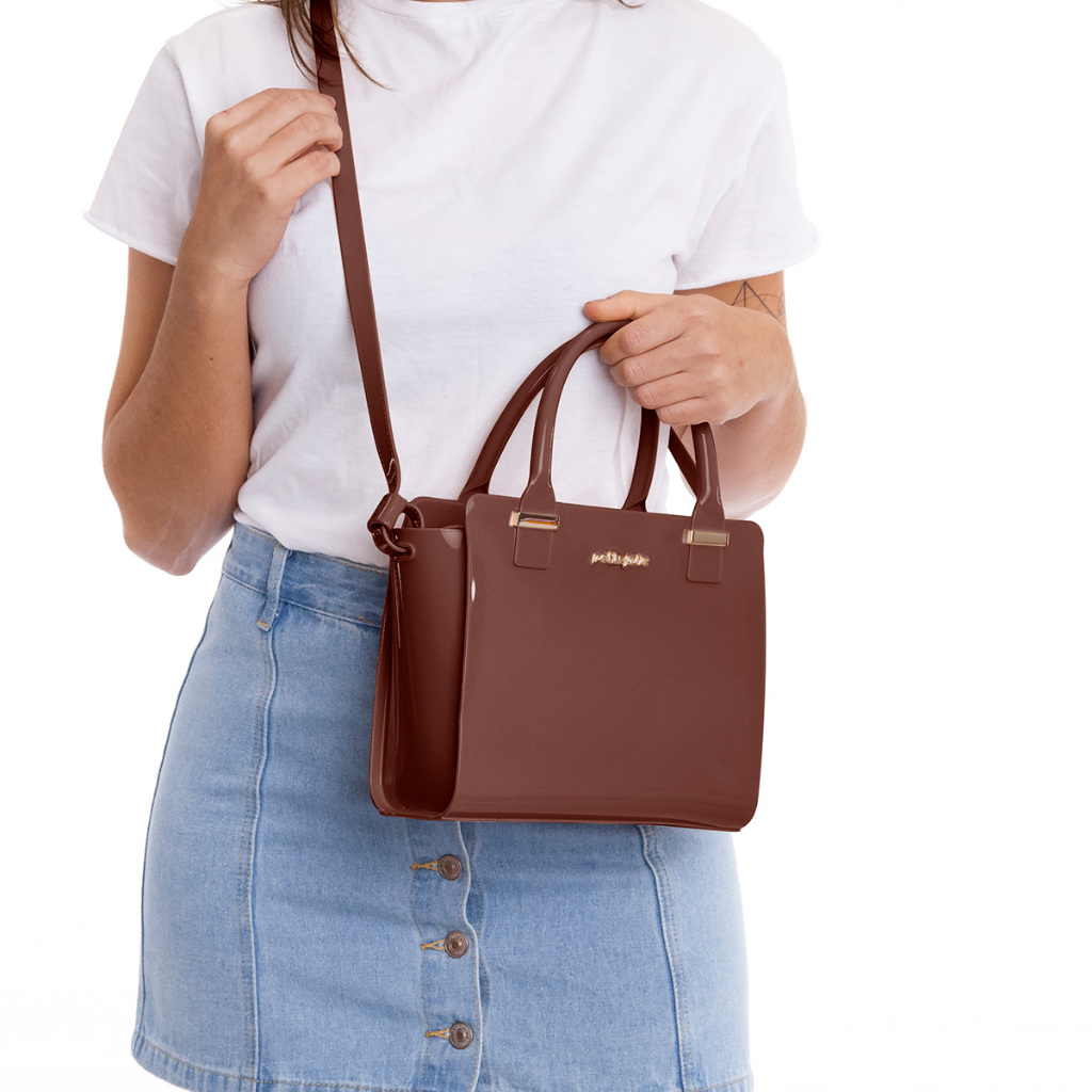 Bolsa Petite jolie Love Bag Marrom Ombro PJ5214 Transversal - Nova