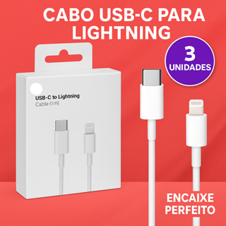 kit com 3 Cabos Para IPhone Turbo De Máxima Resistencia em Oferta na Shopee