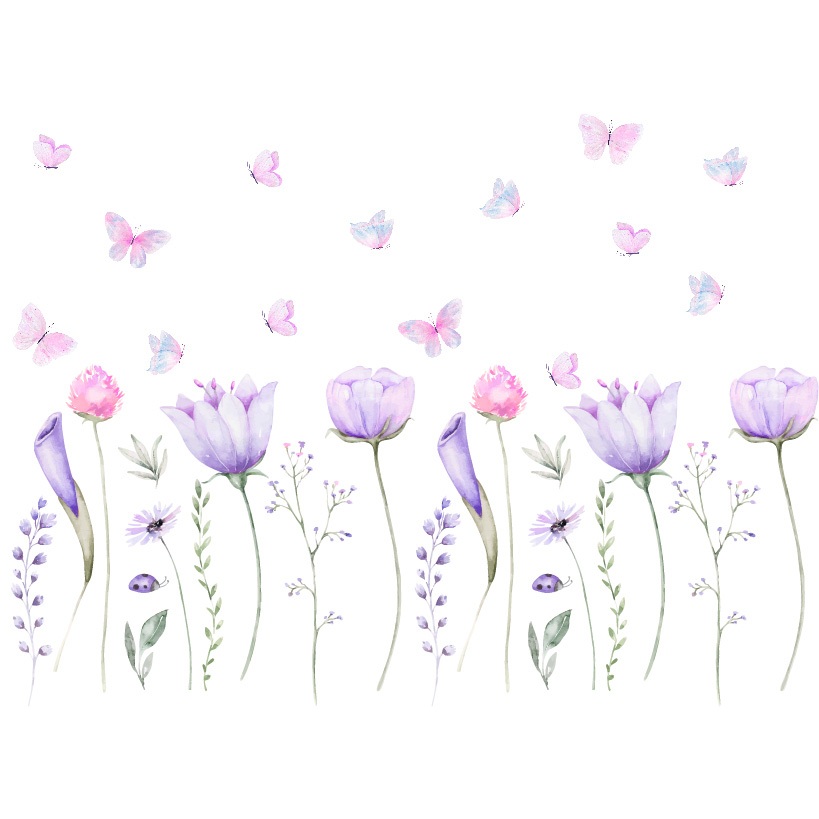 Adesivo de Parede Floral Flor Flores Suspensas Jardim Tulipa  Infantil 200x48cm