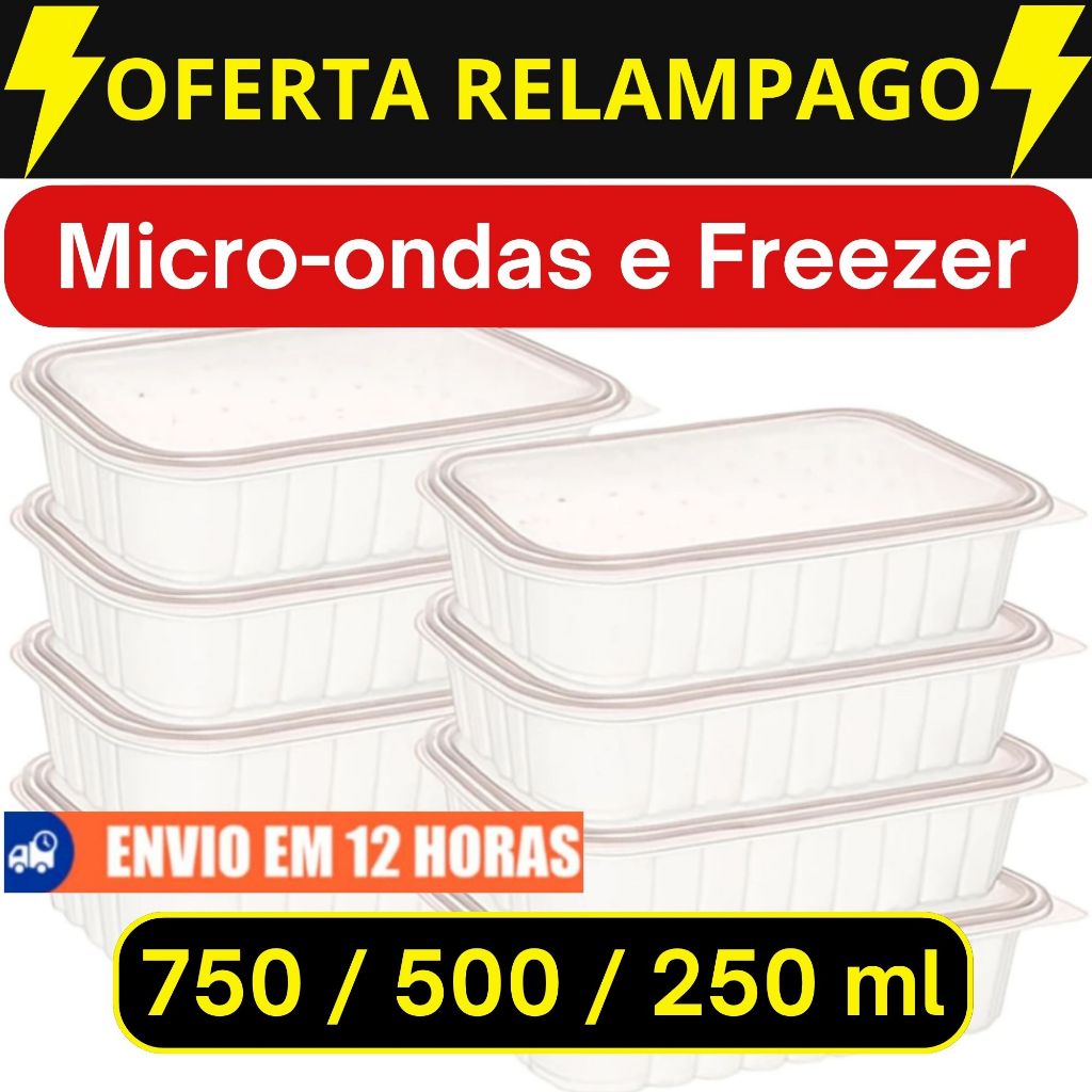 Imagem Pote de Marmita para Microondas e Freezer Embalagem Descartável Alta Qualidade e Resistentes