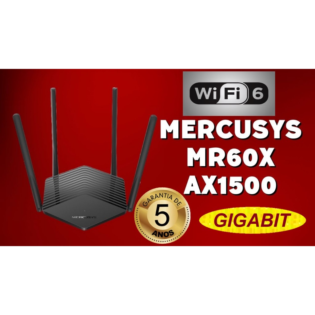 Roteador WiFi 6 Mercusys MR60X AX1500 Mesh Access Point 2,4/5GHz Portas Gigabit rapido streamer em Oferta na Shopee