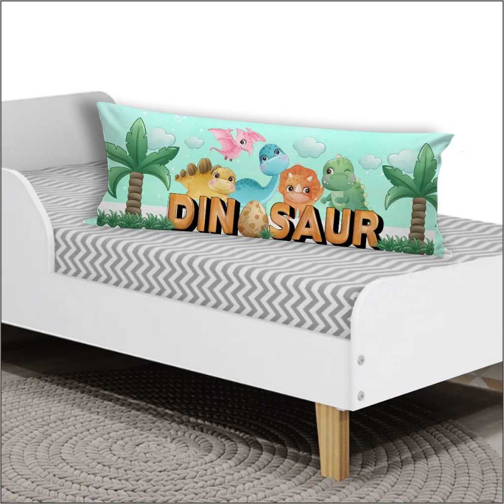 Capa de Travesseiro De Corpo Fronha Xuxinho Personalizada 0.90x0.30cm Quarto e Decoração Dinossauro
