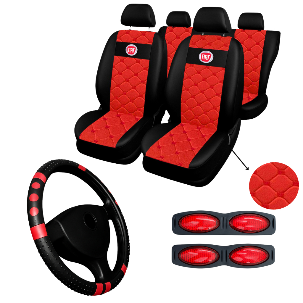 Capa Para Banco Automotivo Couro Fiat Palio Uno Siena Punto + capa de volante de carro em Oferta na Shopee