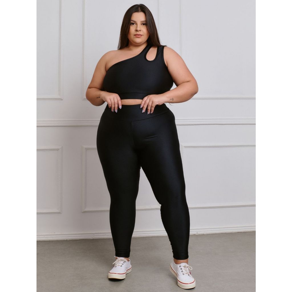 Conjunto Fitness Brilhoso Legging + Top S/bojo Plus Size 11180/11240 em Oferta na Shopee