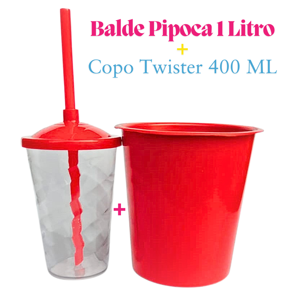12 Kits Lembrancinha Baldinho Pipoca 1LT + 12 Copos Twister Cristal 400 Ml Cineminha em Oferta na Shopee