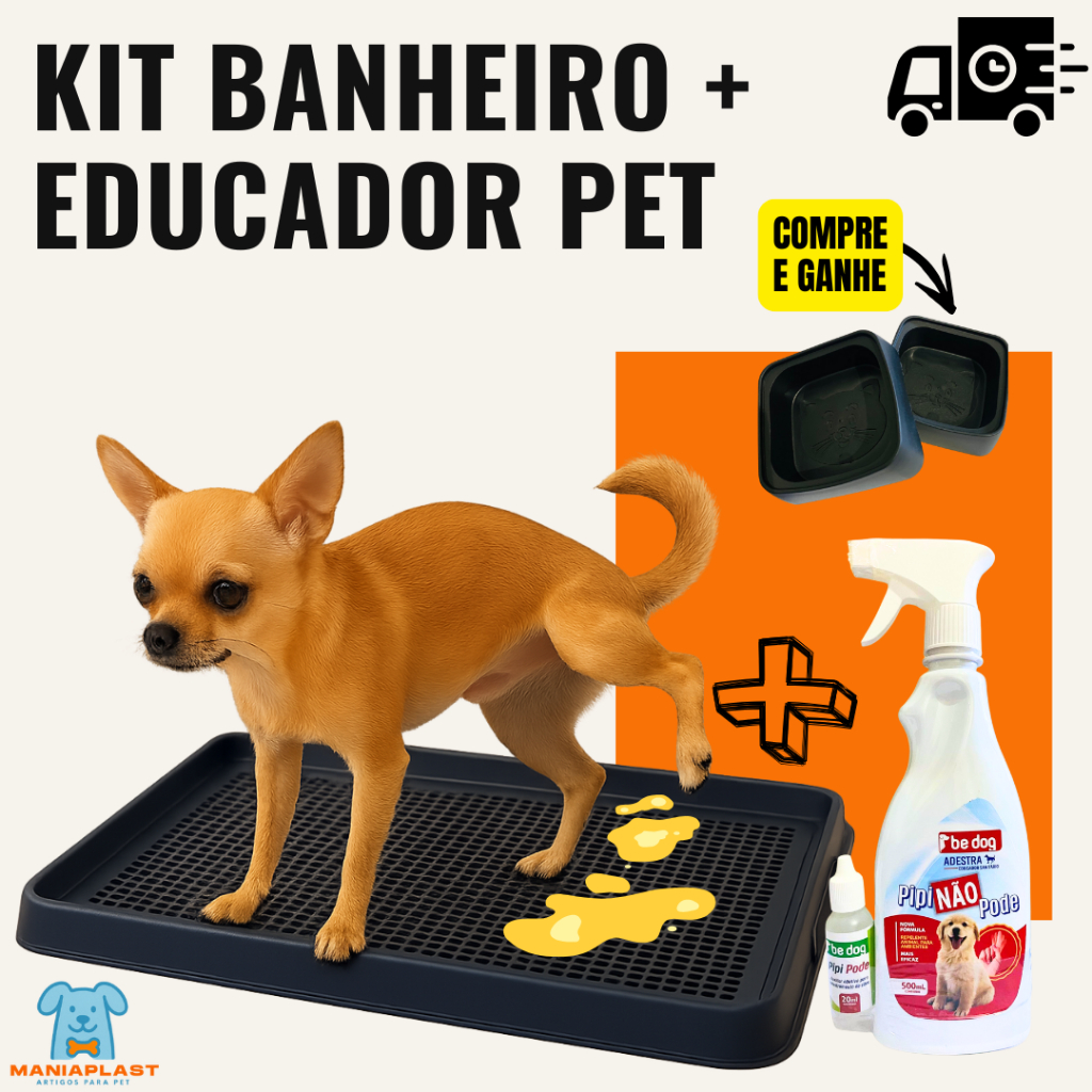 Kit Sanitário Canino Banheiro Tapete Higiênico + Educador Xixi Sim Xixi Não para Cães Pet (BRINDE!)