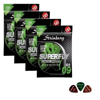 Kit 4 Encordoamento Strinberg Para Guitarra Gs09 - 6 Cordas em Oferta na Shopee