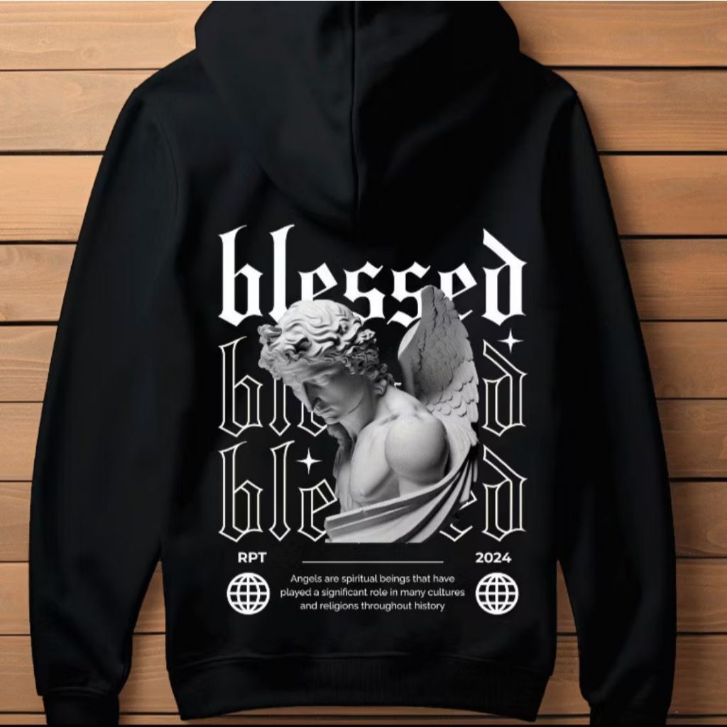 Blusa de Moletom Masculino Respect Blessed Angel Canguru Streetwear Lançamento 2024 Envio Imediato