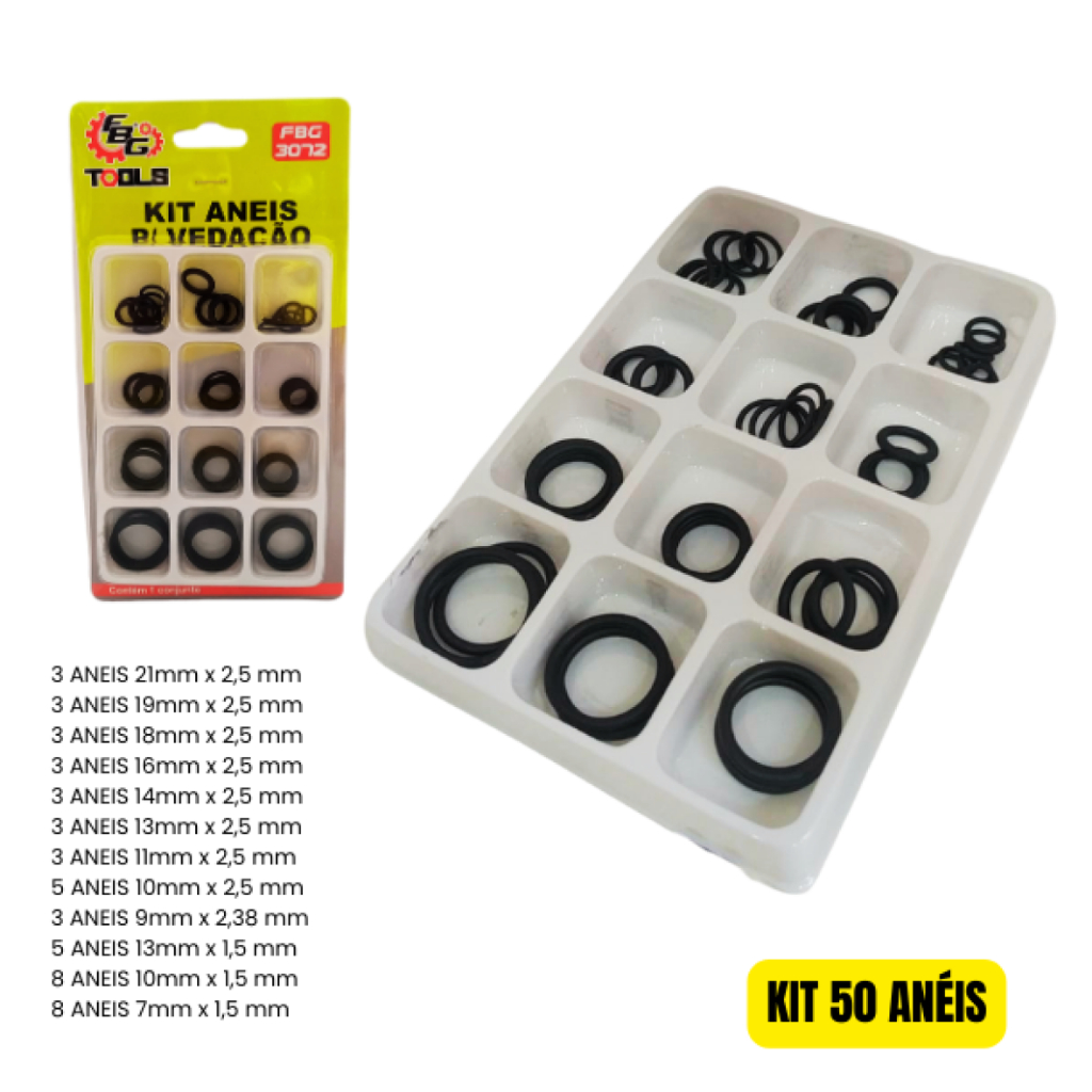 Kit Anel Vedação O-ring Arruela Jogo Borracha Com 50 Anéis em Oferta na Shopee