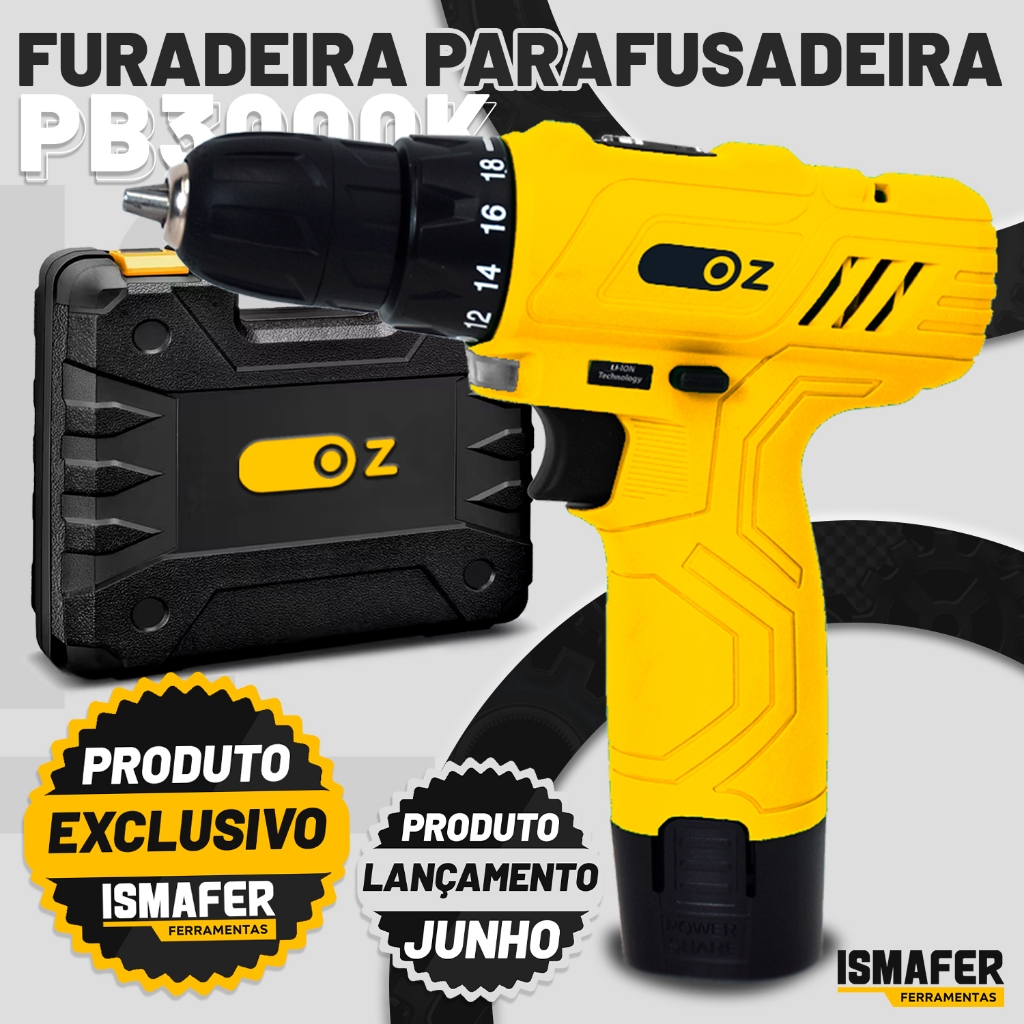 Furadeira Parafusadeira À Bateria Lítio 12v C/ Acessórios - Home & Living