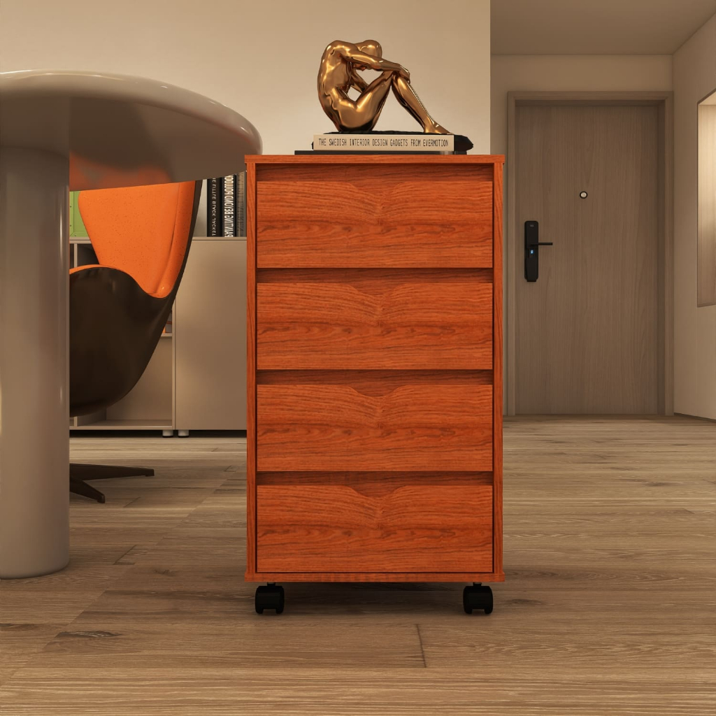 Gaveteiro Escritório 4 Gavetas Com Rodinha Moderno Funcional - MOD 0701 Nature em Oferta na Shopee