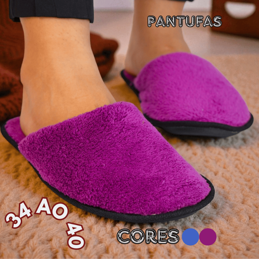 Pantufa Inverno Feminina Solado Antiderrapante 34 Ao 40 Super Confortável  Ideal Ficar em Casa