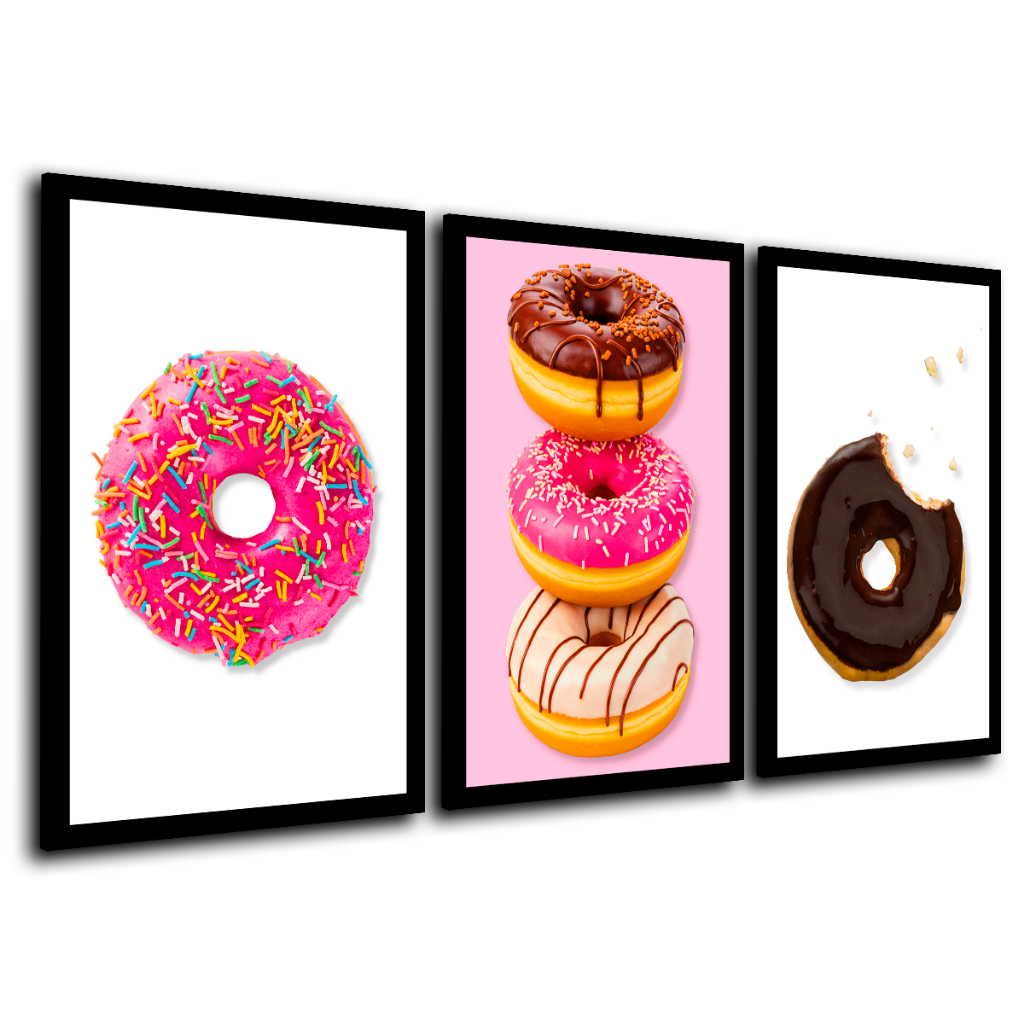 Quadros Decorativos Donuts Confeitaria Chocolate Padaria Doces