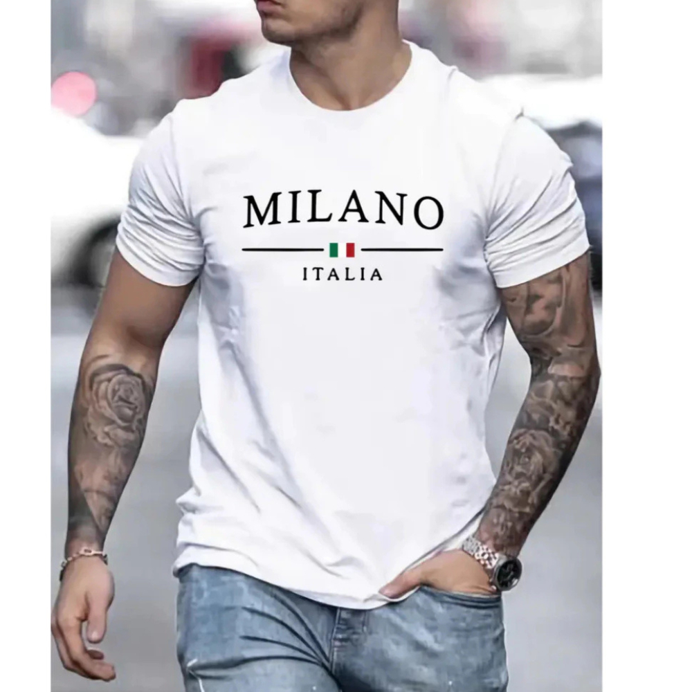 Camiseta Masculina Camisa Estampada Milano Paris Blusa 100% Algodão