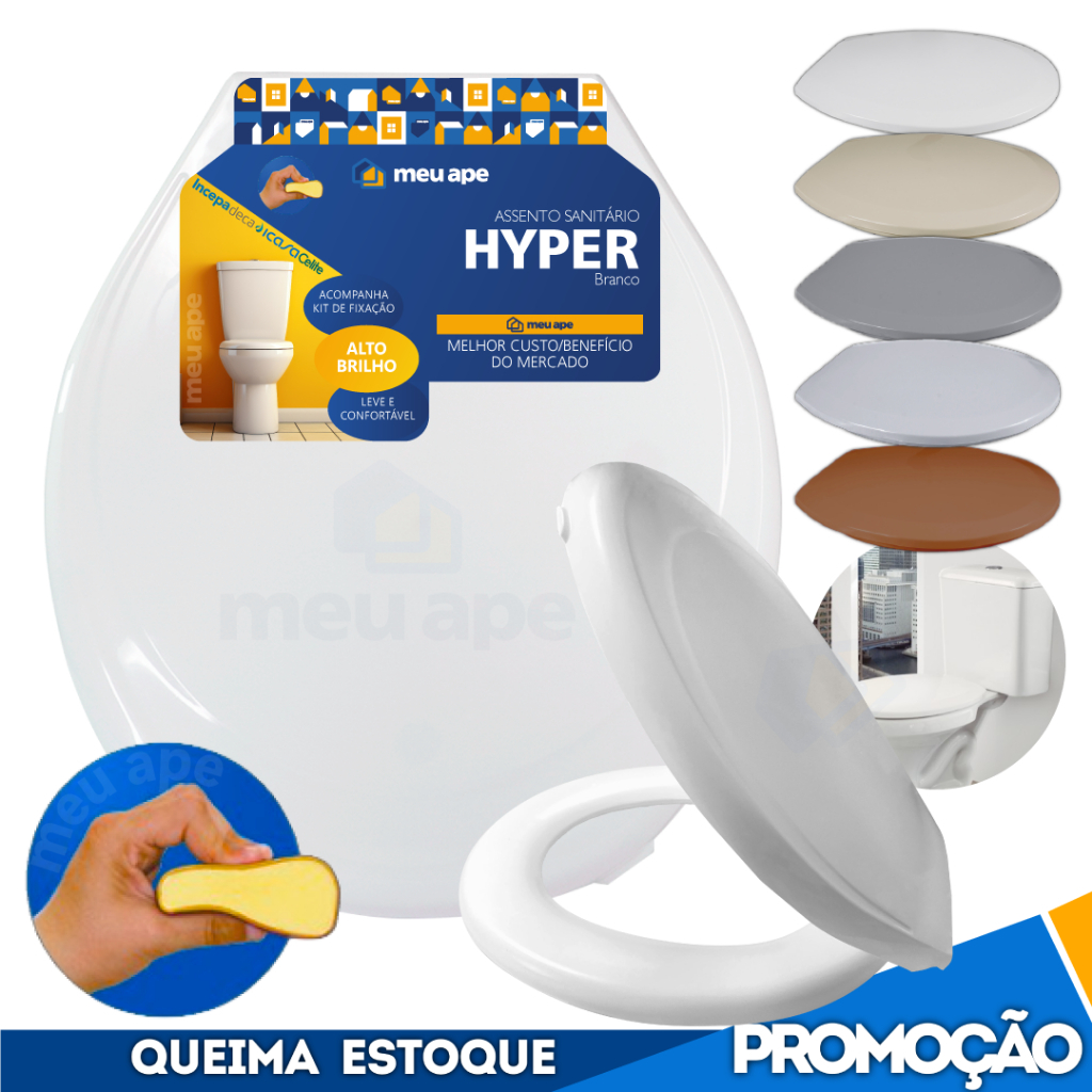 Assento Sanitário Almofadado Tampa Vaso Hyper Oval Redondo Deca Celite Logasa Incepa em Oferta na Shopee