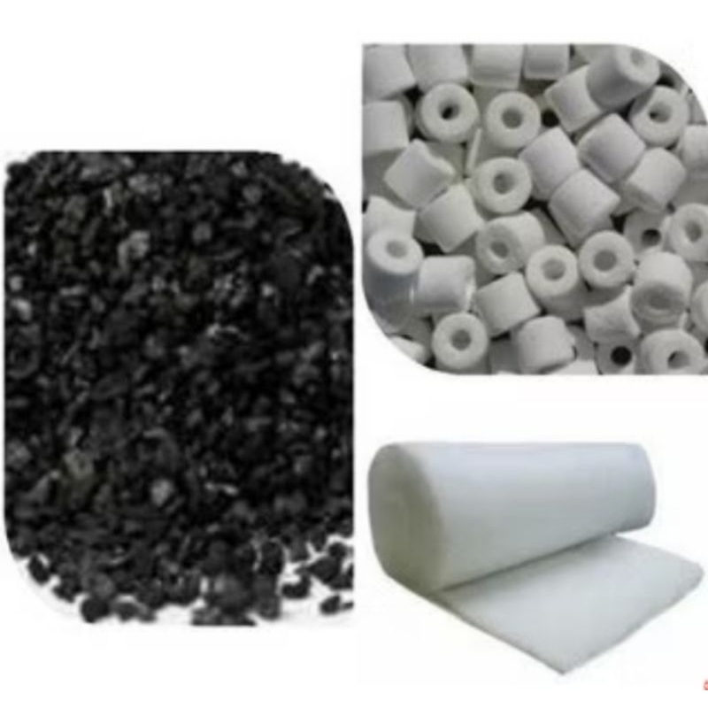 Kit Filtragem Perlon 1mt+1kg Carvão+1kg Ceramica Para Aquários