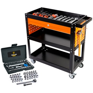 Carrinho Ferramentas Mecânico 1 Gaveta 120kg Organizador + Jogo Soquetes 40 Peças The Black Tools em Oferta na Shopee