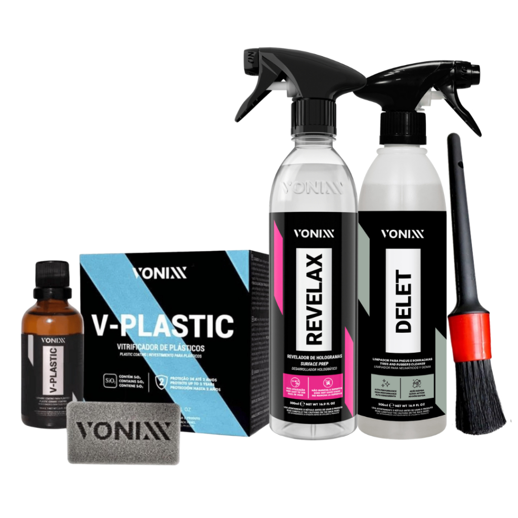 Kit Vonixx Plásticos V-plastic Delet Revelax Vonixx Restauração de Farol e Pneus Líder