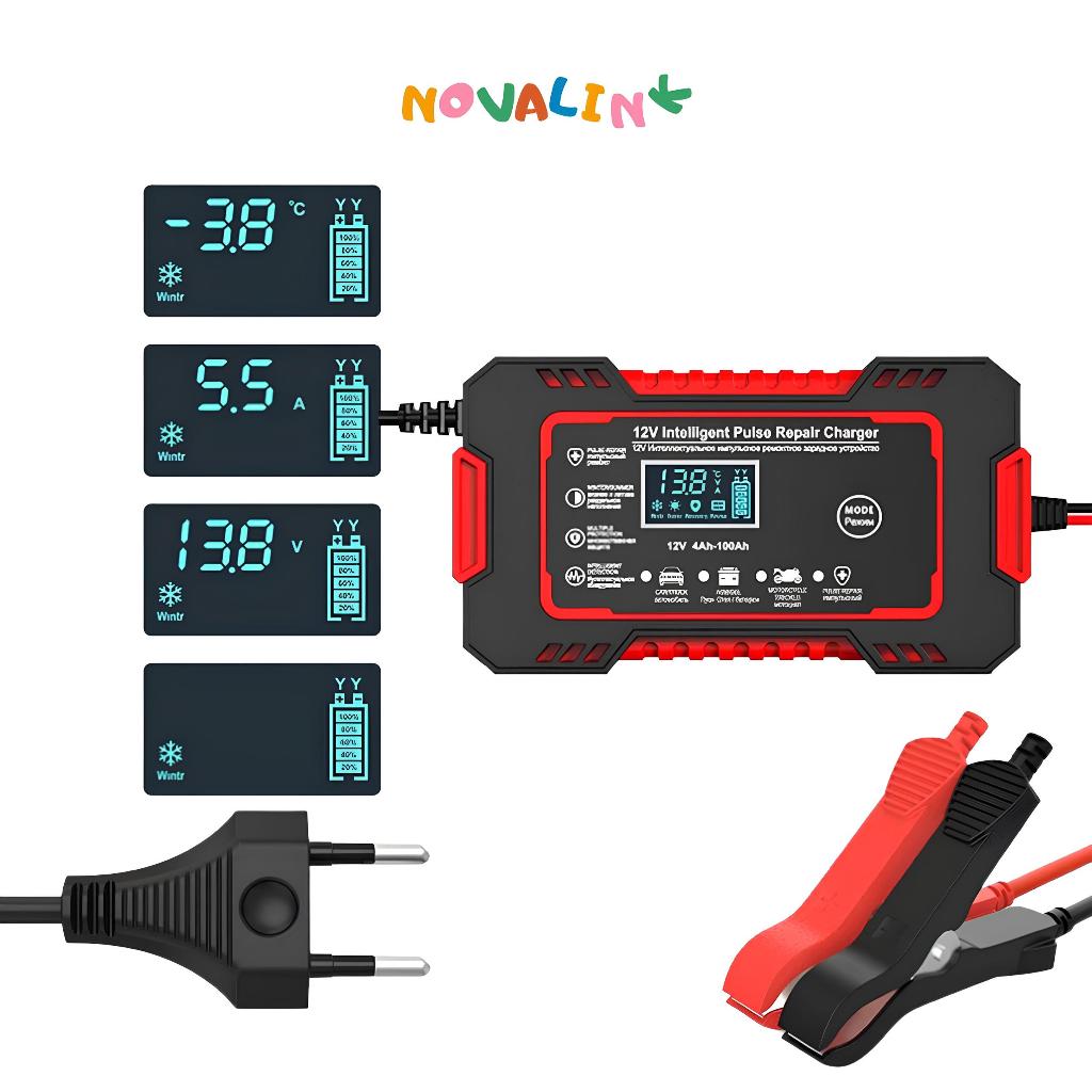 Carregador de bateria automotivo inteligente 12V com Display Digital Automático Energia Reparação Puls em Oferta na Shopee