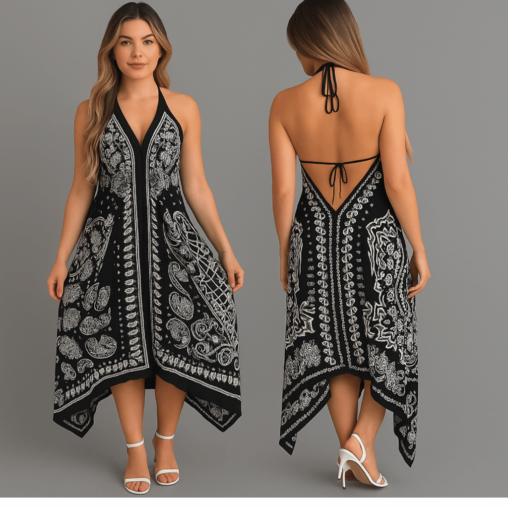 Vestido feminino indiano Costa  Nua vestido de Boho longo com ponta elegante estampa India...