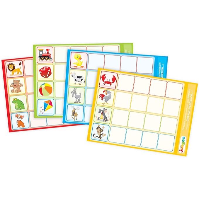 Brinquedo Pedagógico Bingo letras com 90 peças/letras em mdf 6mm e 4 cartelas cartonadas - Junges