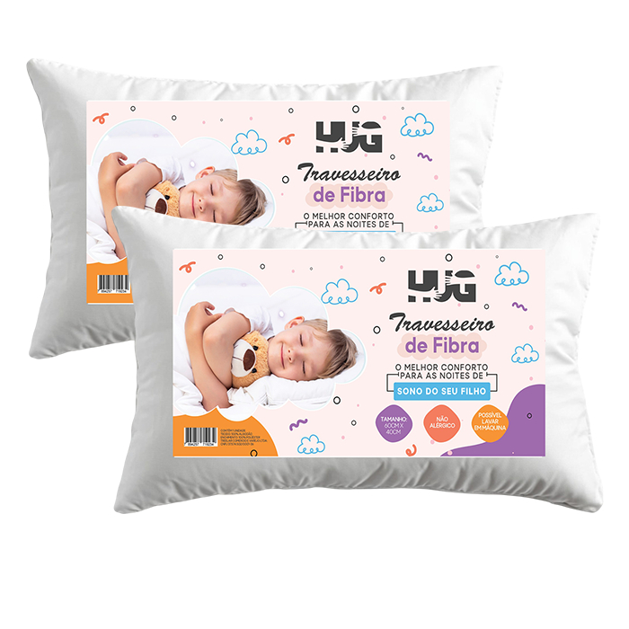 Kit 2 Travesseiros Infantil Kids Antialergico Capa Macia